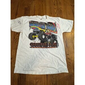 Vintage Monster Truck Series Checkered Flag Productions T-Shirt White XL Signed